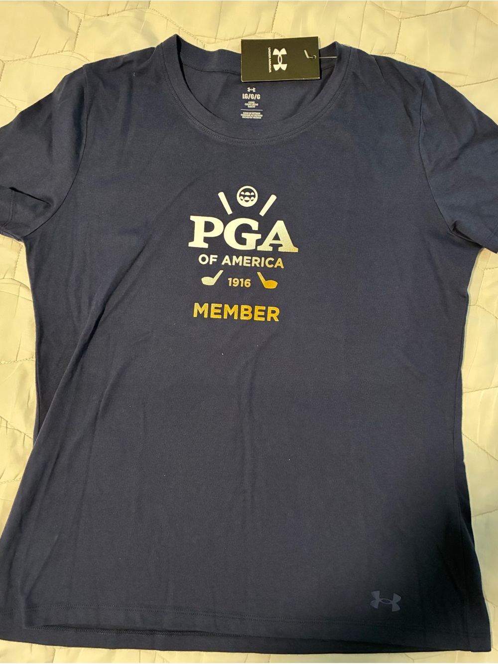 LG Navy Woman Tee with White and Gold PGA of America Member Logo